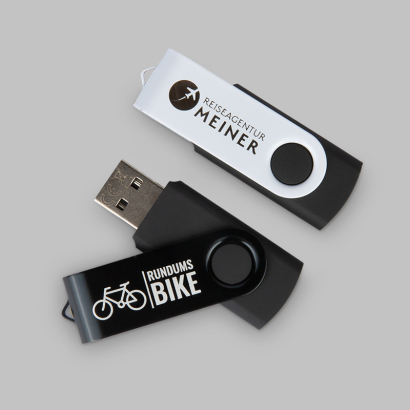 gravierte USB Sticks in weiß und schwarz