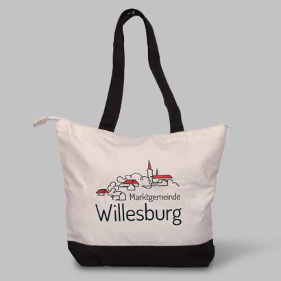 Große Baumwoll-Tasche mit Reißverschluss