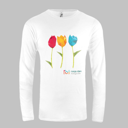 Individuell bedrucktes Langarm T-Shirt weiss