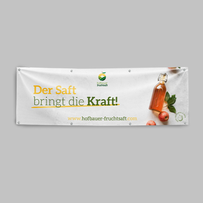 Individuell gestaltete Banner vor grauem Hintergrund