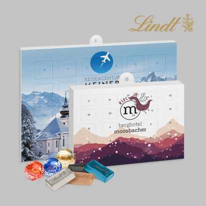 Lindt Lindor Adventskalender auf grauem Hintergrund