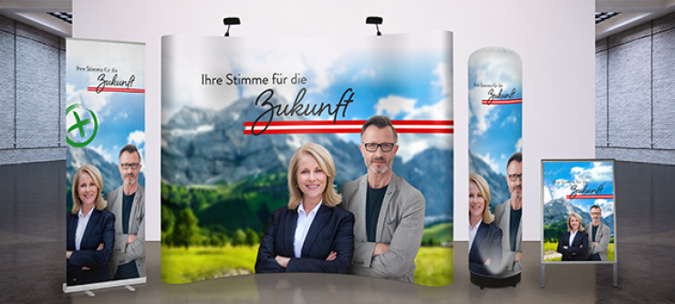 Verschiedene bedruckte Werbeartikel für die Wahl