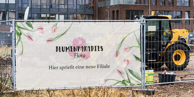 Individuell bedruckter Werbebanner für Baustellen