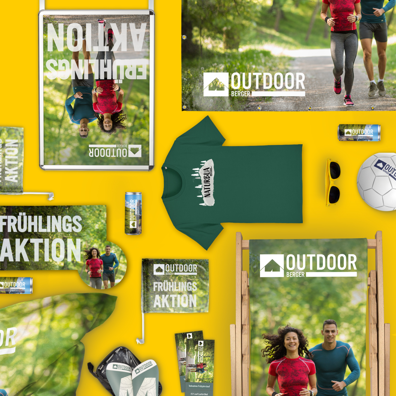 Outdoor-Aktion mit bedruckten Produkten für Draußen