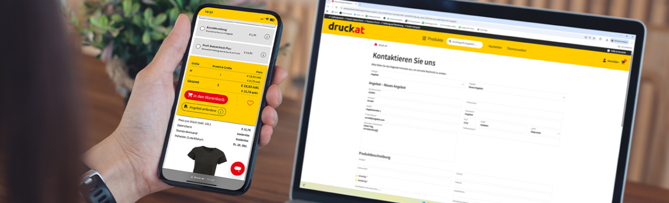 Eine Person möchte auf der Website ein ANgebot anfordern