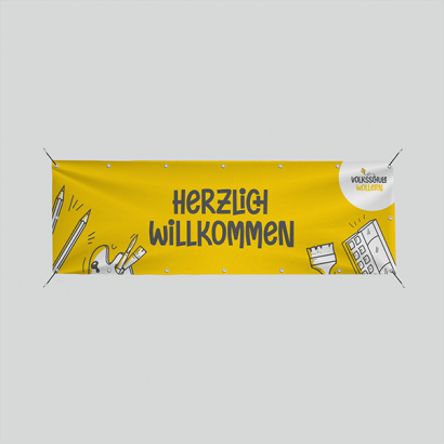 Klassischer Werbebanner &amp; Transparente auf grauem Hintergrund