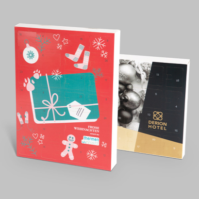 Adventskalender zum selbst befüllen auf grauem Hintergrund