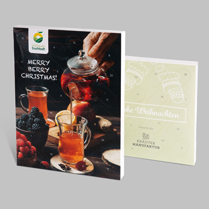 Nachhaltiger Adventskalender auf grauem Hintergrund