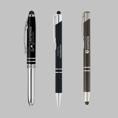 Kugelschreiber aus Metall mit Touchpen und Lasergravur