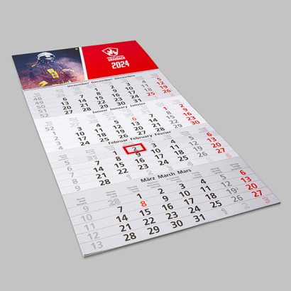 3 &amp; 4 Monatskalender vor grauer Oberfläche
