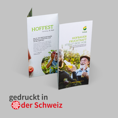 Folder bedruckt vor grauer Fläche
