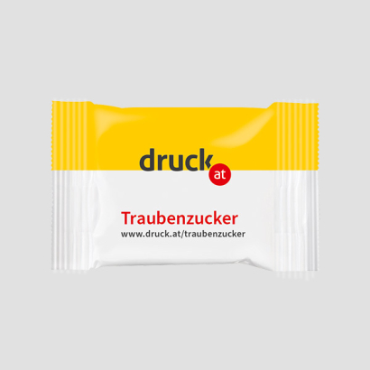 Traubenzucker auf grauem Hintergrund mit druck.at Design