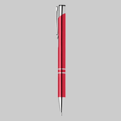 Roter Kugelschreiber auf grauem Hintergrund