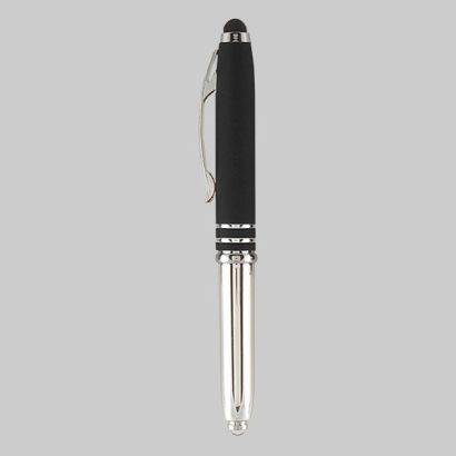 Cooper Soft Touch Stylus Kugelschreiber auf grauem Hintergrund