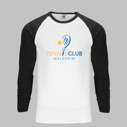 Individuell bedrucktes Fruit of the Loom Baseball Shirt weiß schwarz