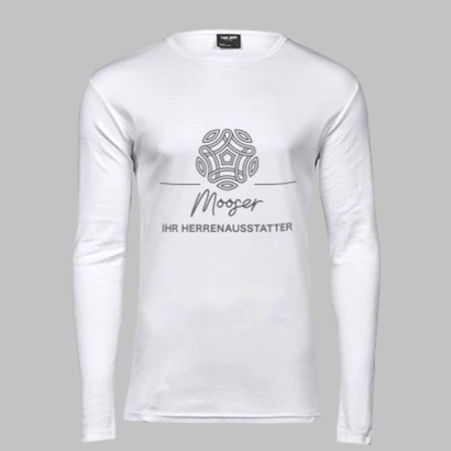 Individuell bedrucktes Tee Jays Interlock Unisex langarm Shirt weiß