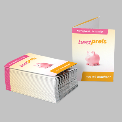 Bestpreis Folder auf grauem Hintergrund
