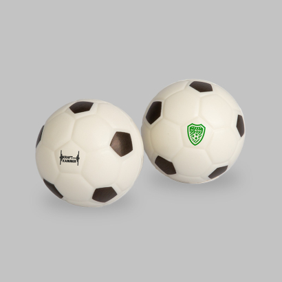 Stressbälle mit Fußball-Optik und personalisiertem Logo