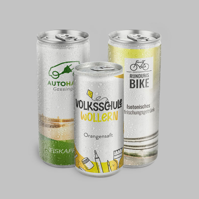 drei individuelle alkoholfreie Getränkedose