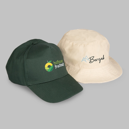 Individuell bedruckte Kopfbedeckung weiss schwarz