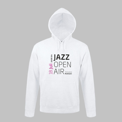 Weißer Hoodie von SOLs mit personalisiertem Druck auf der Vorderseite