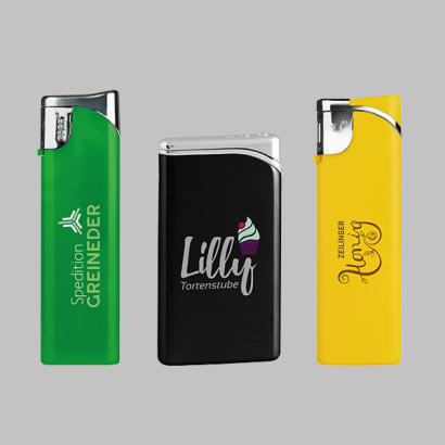 Diverse Slider-Feuerzeuge mit individuellem Design