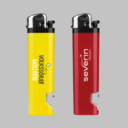 Diverse Flaschenöffner-Feuerzeuge mit individuellem Design