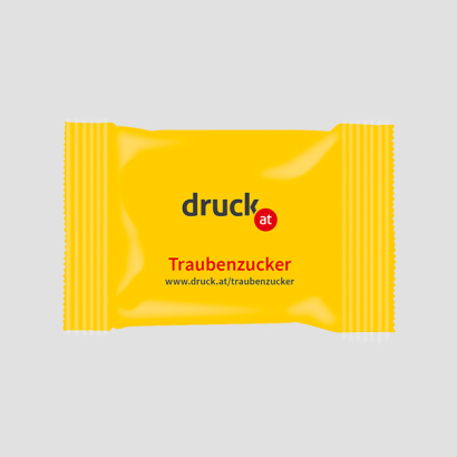Traubenzucker auf grauem Hintergrund mit druck.at Design