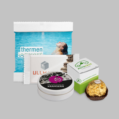 Verschiedene individuell bedruckte Schokoladenprodukte