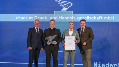 BU v.l.n.r: Mag. Karl Wilfing | NÖ Landtagspräsident, Ing. Markus Graf, Msc | Geschäftsführer druck.at, Andreas Mößner | Geschäftsführer druck.at, Thomas Fischill, MBA | Landesdirektor DONAU Versicherung Fotocredit: Peroutka/DiePresse