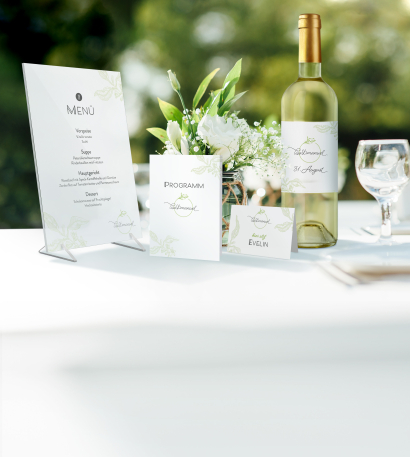 Verschiedene Druckprodukte für die Hochzeit