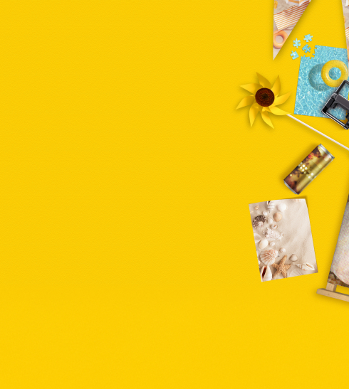 Diverse Druckprodukte im sommerlichen Design