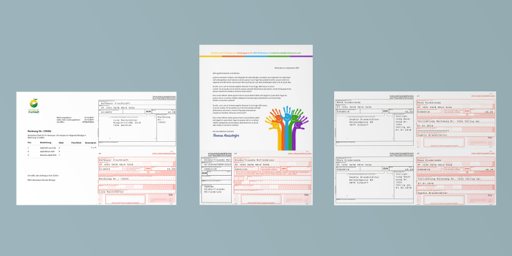 Zahlungsanweisung mit blauem Hintergrund