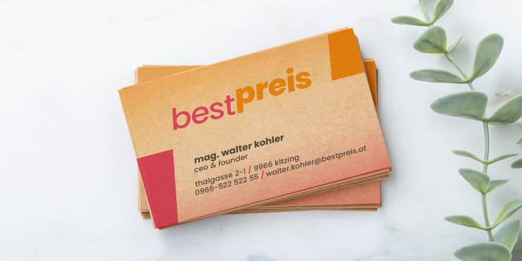 Bestpreis Visitenkarten auf Kraftpapier