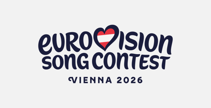 Eurovision Song Contest in Wien Logo auf grauem Hintergrund