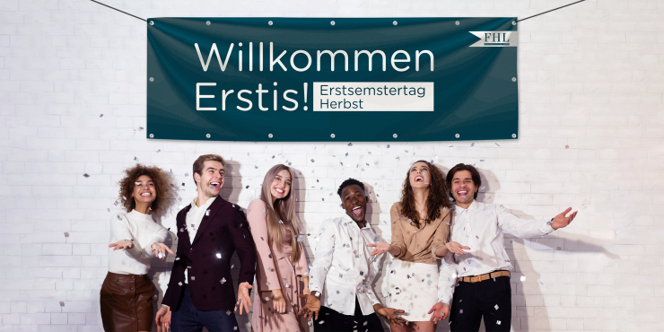 Bedruckter Banner für Universitätsveranstaltung