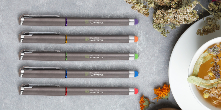 Islander Stylus Gelschreiber auf grauem Hintergrund