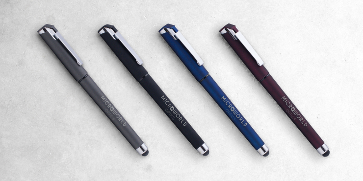Islander Stylus Gelschreiber auf grauem Hintergrund