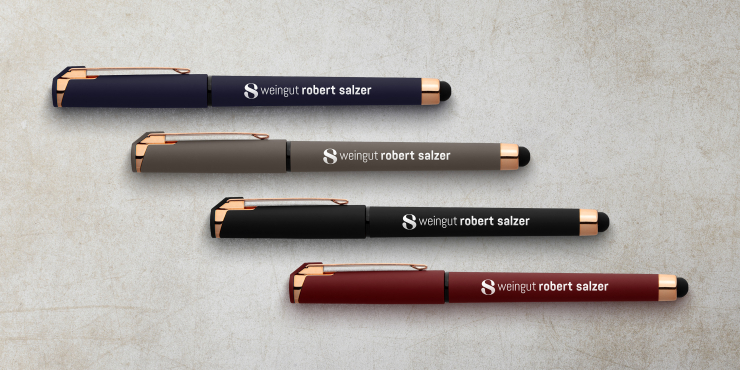 Islander Stylus Gelschreiber auf grauem Hintergrund