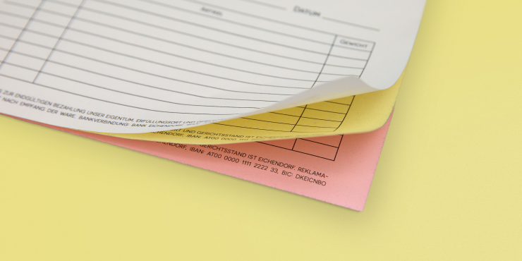 Nahes Bild einer Durchschreibegarnitur