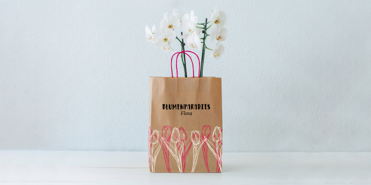 Individuell bedruckte Papiertragetasche mit Papierkordel bedruckt