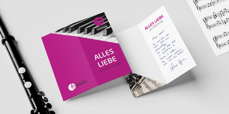 bedruckte Geburtstagskarte eines Musikvereins