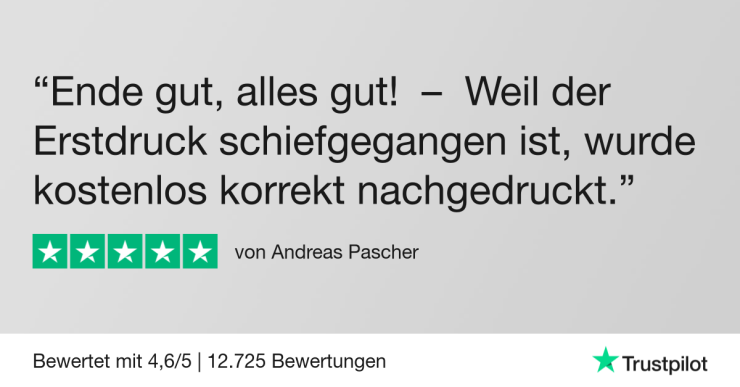 positive Trustpilot-Bewertung in Textform