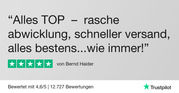 positive Trustpilot-Bewertung in Textform