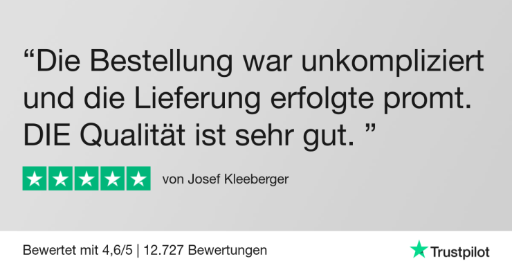 positive Trustpilot-Bewertung in Textform