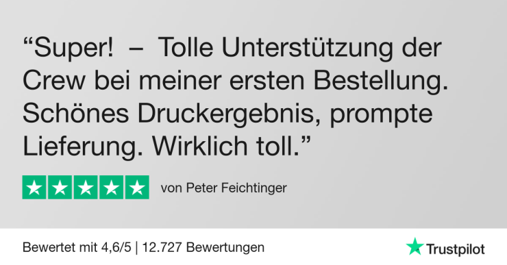 positive Trustpilot-Bewertung in Textform