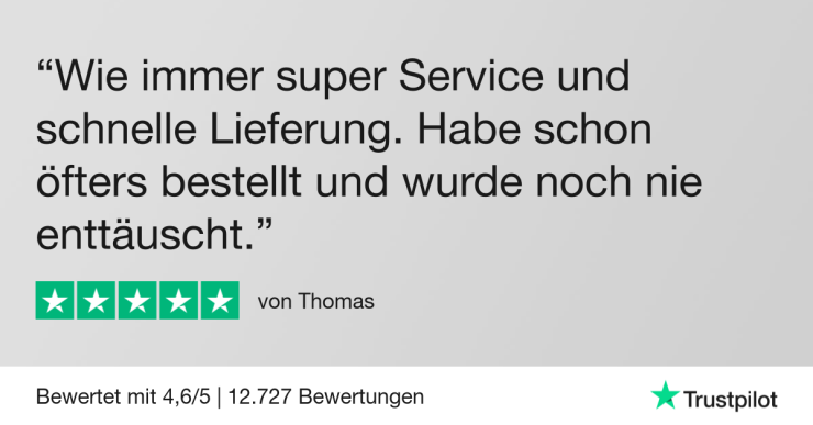 positive Trustpilot-Bewertung in Textform