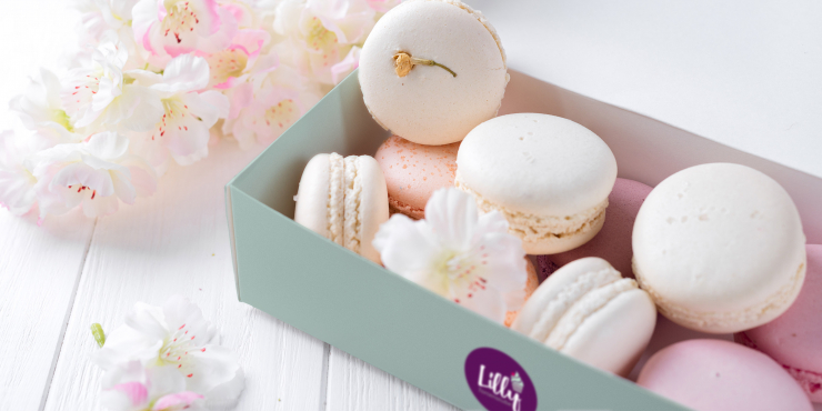 bedruckte Klappschachteln mit Macarons
