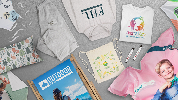 Diverse bedruckte Textilien