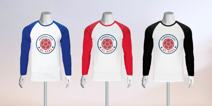 Drei Kleiderpuppen mit Langarm T-Shirts und individuell bedrucktem Design